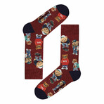 Street Bears Long Socks // Burgundy