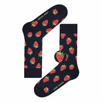 Strawberry Long Socks // Navy