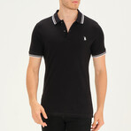 Tipped Polo // Black + White + Beige (L)