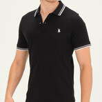 Tipped Polo // Black + White + Beige (L)