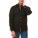 Reversible Cuff Button-Down Shirt // Black  + Gold (4XL)
