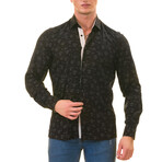 Floral Reversible Cuff Button-Down Shirt // Black (4XL)