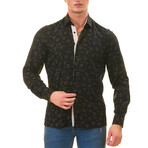 Floral Reversible Cuff Button-Down Shirt // Black (3XL)