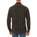 Striped Reversible Cuff Button-Down Shirt // Black (3XL)