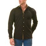 Reversible Cuff Button-Down Shirt // Black  + Gold (S)