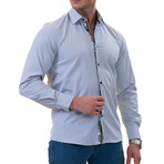 Floral Interior Reversible Cuff Button-Down Shirt // Gray (4XL)