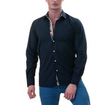 Reversible Cuff Button-Down Shirt // Black + Purple (S)
