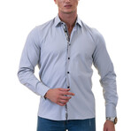 Floral Interior Reversible Cuff Button-Down Shirt // Gray (L)
