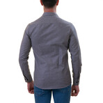 Floral Interior Reversible Cuff Button-Down Shirt // Black (4XL)