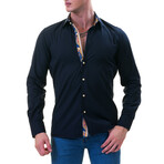 Reversible Cuff Button-Down Shirt // Black + Purple (XS)