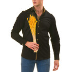 Reversible Cuff Button-Down Shirt // Black  + Gold (2XL)