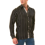 Striped Reversible Cuff Button-Down Shirt // Black (S)