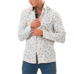 Floral Reversible Cuff Button-Down Shirt // White (4XL)