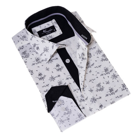 Floral Reversible Cuff Button-Down Shirt // White (XS)