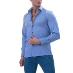 Floral Interior Reversible Cuff Button-Down Shirt // Blue (S)