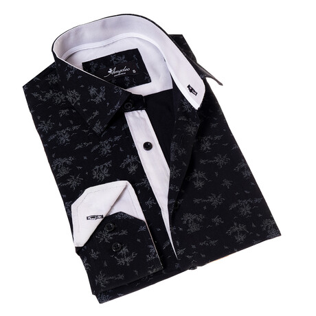 Floral Reversible Cuff Button-Down Shirt // Black (XS)