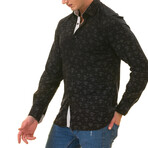 Floral Reversible Cuff Button-Down Shirt // Black (XL)