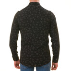 Floral Reversible Cuff Button-Down Shirt // Black (5XL)