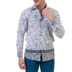 Paisley Reversible Cuff Button-Down Shirt // White + Gray (S)
