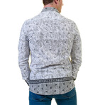 Paisley Reversible Cuff Button-Down Shirt // White + Gray (XL)