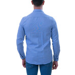 Floral Interior Reversible Cuff Button-Down Shirt // Blue (4XL)