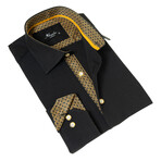 Reversible Cuff Button-Down Shirt // Black  + Gold (5XL)