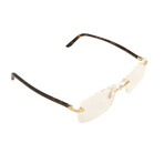 Men's CT0216OA-003 Rectangular Rimless Eyeglasses // Brown + Gold