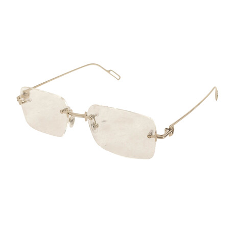 Men's CT0171O-002 Rectangular Rimless Eyeglasses // Silver + 18K Gold