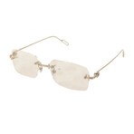 Men's CT0171O-002 Rectangular Rimless Eyeglasses // Silver + 18K Gold