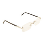 Men's CT0099O-002 Rectangular Rimless Eyeglasses // Brown Wood + Silver