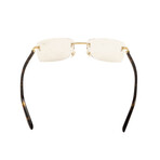 Men's CT0216OA-003 Rectangular Rimless Eyeglasses // Brown + Gold