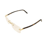 Men's CT0216OA-003 Rectangular Rimless Eyeglasses // Brown + Gold