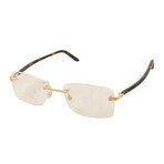 Men's CT0216OA-003 Rectangular Rimless Eyeglasses // Brown + Gold