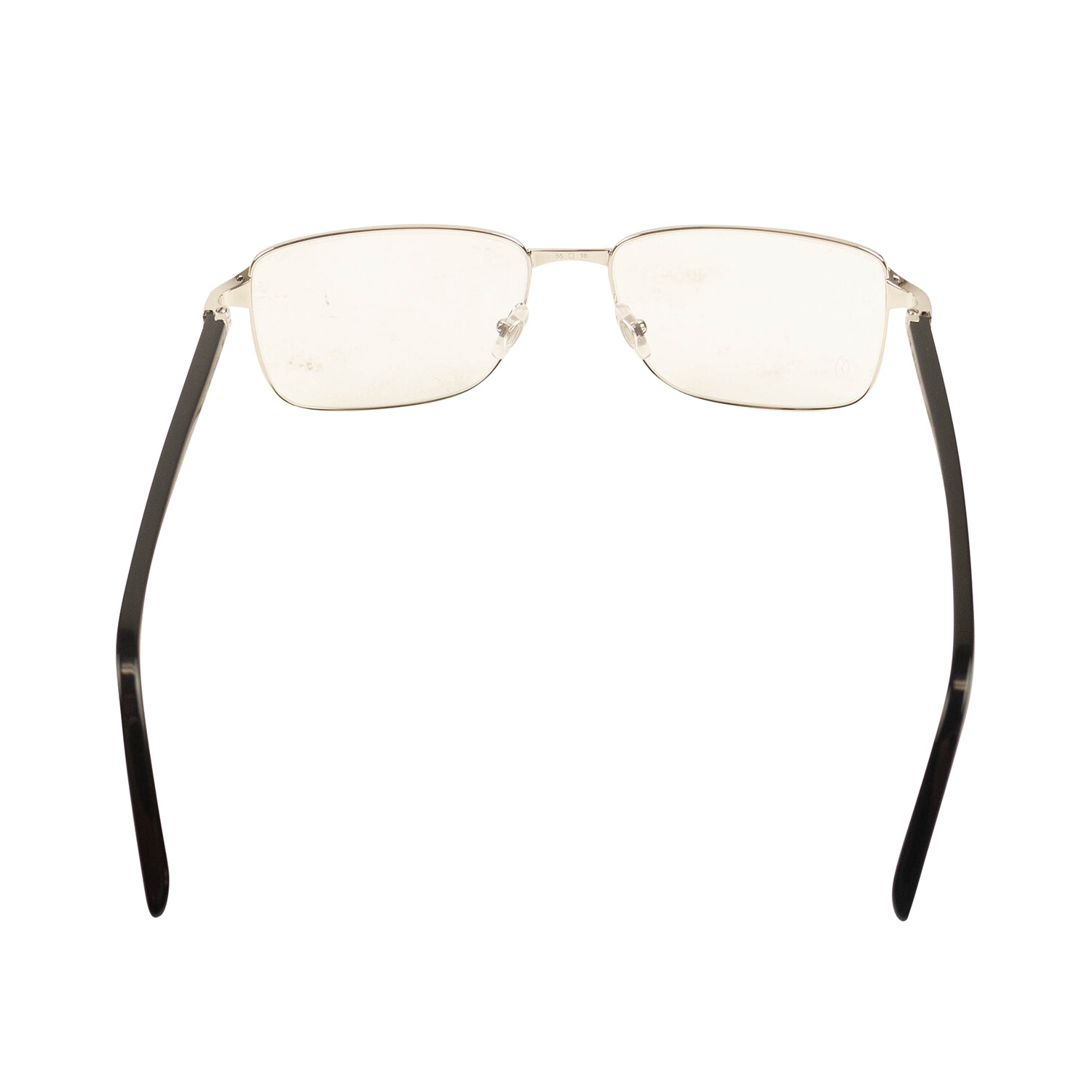 Men S Ct0040o 008 Rectangular Eyeglasses Silver Black Cartier Eyewear Touch Of Modern