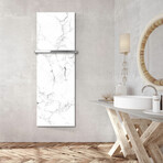 Signature Series Glass Heater + Towel Rack // White Marble (48"L x 16"W + 16" Rack)