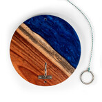 Live Edge Acacia Wood Resin Hook + Ring // River Blue with Pearl