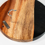 Live Edge Acacia Wood Resin Hook + Ring // Black