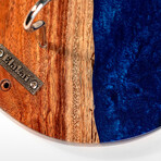 Live Edge Acacia Wood Resin Hook + Ring // River Blue with Pearl