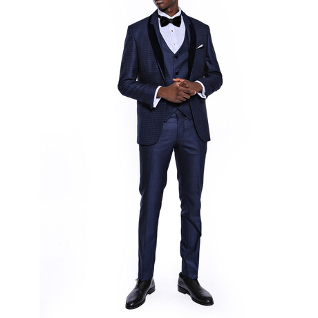 Myles Slim Fit 3-Piece Vested Tuxedo // Navy Blue (Euro: 42)