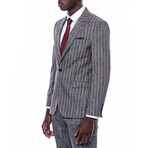 Jackson 2-Piece Striped Blazer Suit // Dark Gray + Burgundy (Euro: 47)