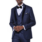 Myles Slim Fit 3-Piece Vested Tuxedo // Navy Blue (Euro: 56)