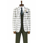 Callan Slim Fit Plaid 3-Piece Vested Suit // Green + White (Euro: 46)