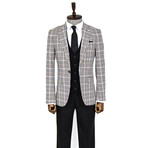 Maverick Slim Fit Plaid 3-Piece Vested Suit // Black + White + Brown (Euro: 42)