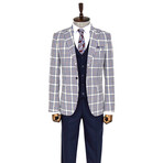 Remi Slim Fit Plaid 3-Piece Vested Suit // Navy + White (Euro: 52)
