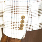 Weston Slim Fit Plaid 3-Piece Vested Suit // Brown + White (Euro: 50)