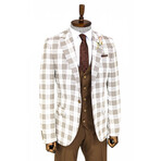 Weston Slim Fit Plaid 3-Piece Vested Suit // Brown + White (Euro: 50)