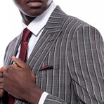 Jackson 2-Piece Striped Blazer Suit // Dark Gray + Burgundy (Euro: 47)
