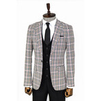 Maverick Slim Fit Plaid 3-Piece Vested Suit // Black + White + Brown (Euro: 42)