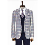 Remi Slim Fit Plaid 3-Piece Vested Suit // Navy + White (Euro: 52)