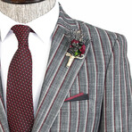 Jackson 2-Piece Striped Blazer Suit // Dark Gray + Burgundy (Euro: 47)